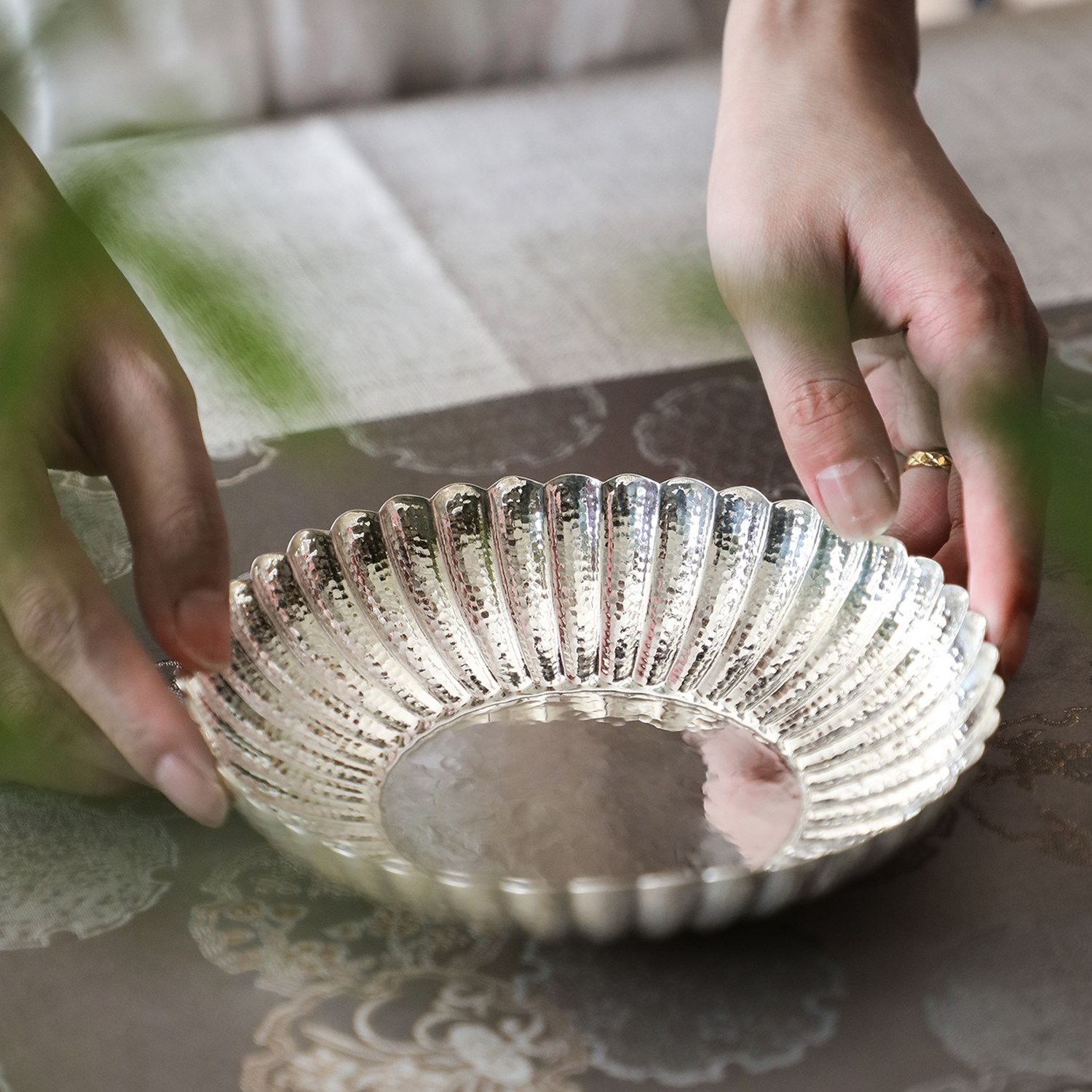 纯银时代 手打花瓣茶盘茶托银壶承足银999厚重小干泡台壶托公杯托,餐饮具,茶盘,淘宝优惠券,粉丝福利购,淘宝优惠卷