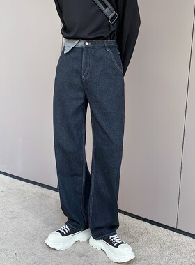 jm homme 春季新款个性直筒牛仔裤韩版简约休闲宽松长裤