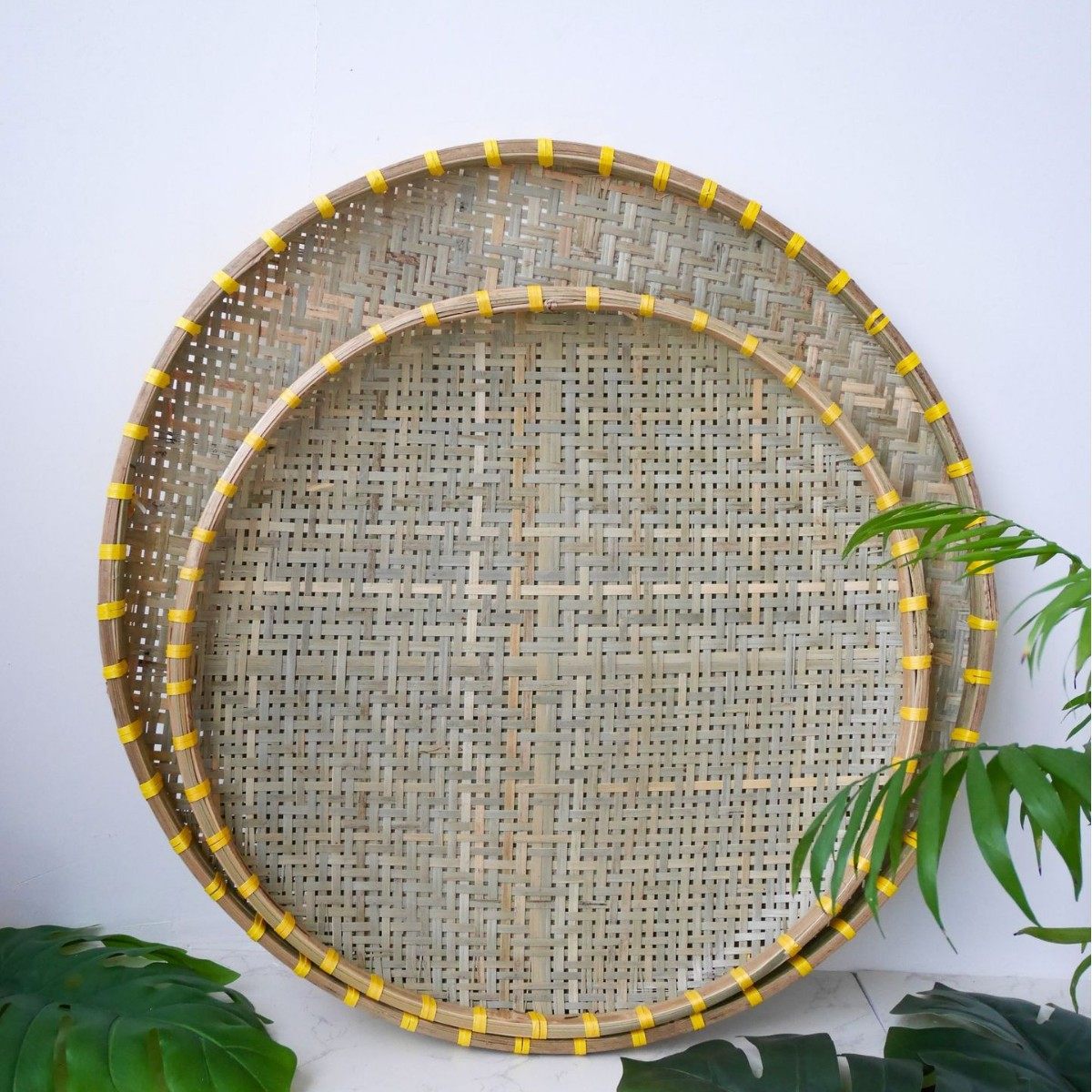 簸箕家用竹编圆形手工竹筛子装饰
