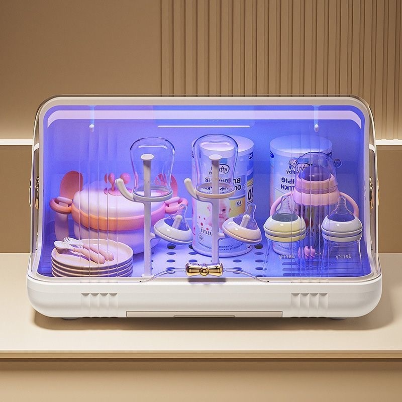 奶瓶沥水架晾干防尘置物架餐具收纳箱架婴儿奶瓶消毒器盒宝宝