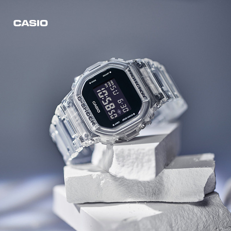 casio卡西欧男士手表冰韧小方块g-shock半透明防水运动潮流电子表