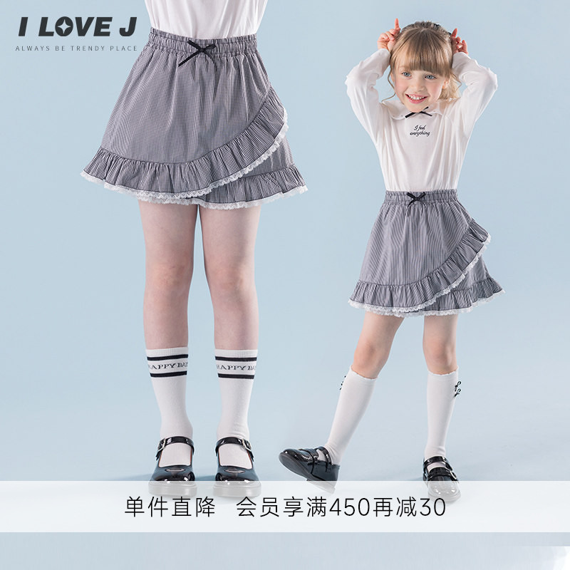 ILOVEJ韩国童装2026秋季新款女童经典格纹少女短裙裤短裤/JYSPT14