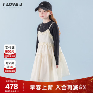 【预售】ILOVEJ韩国童装2026春新款韩系少女假两件连衣裙/JYSOP15