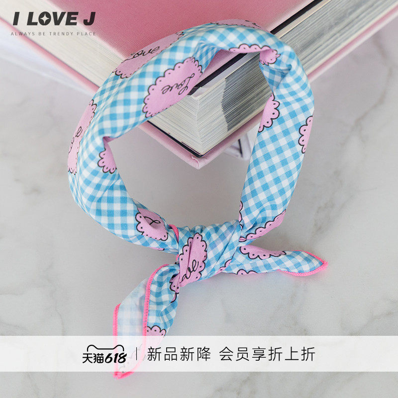 ILOVEJ韩国童装儿童春夏清新纯棉方巾小围巾复古百搭发带/JYSEC05