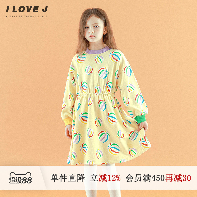 ILOVEJ童装彩色糖果连衣裙加厚儿童冬装保暖女童洋气裙子/JUWOP10