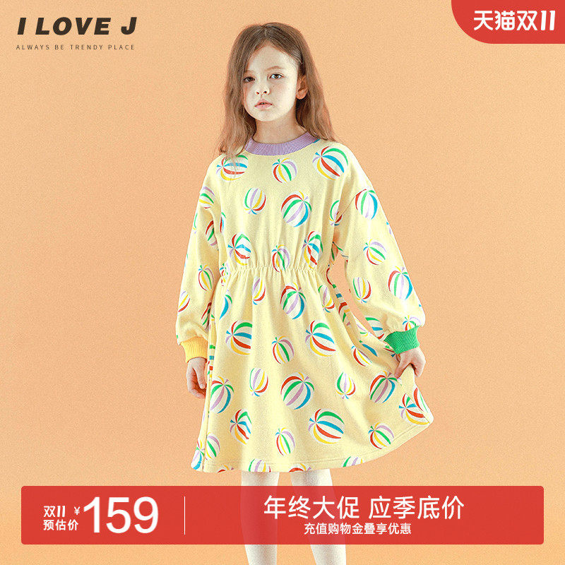 ILOVEJ童装彩色糖果连衣裙加厚儿童冬装保暖女童洋气裙子/JUWOP10