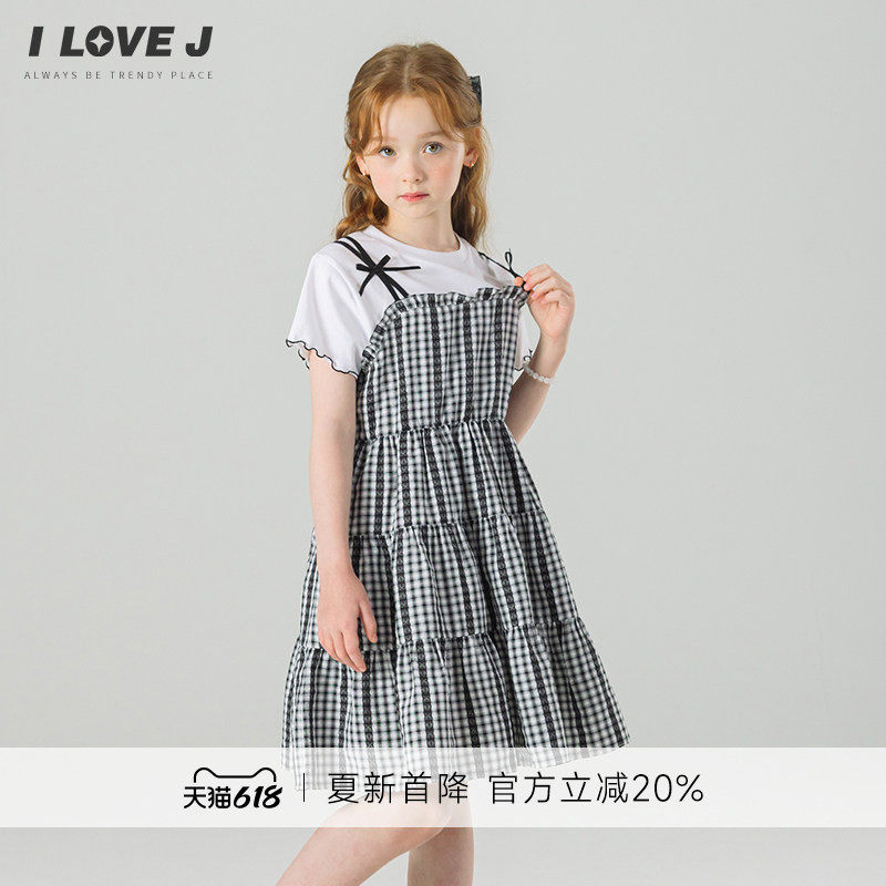 ILOVEJ韩国童装26夏新款女童假两件连衣裙儿童休闲公主裙/JYUOP23