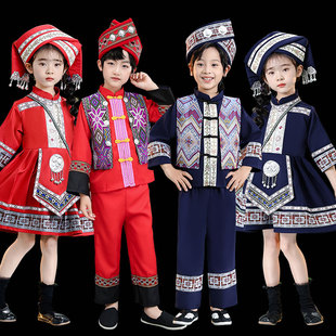 民族服装儿童三月三少数名族哈尼族服饰洛丽塔苗族男女壮族演出服