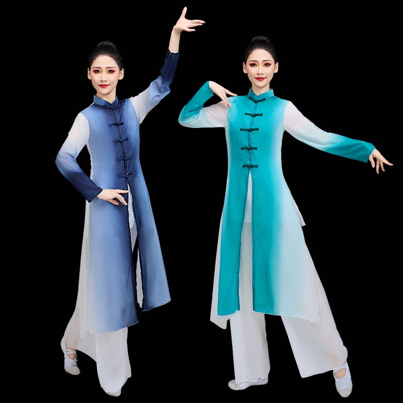 新款古典舞中国风演出服飘逸女款水墨色再别康桥书生表演舞蹈服装