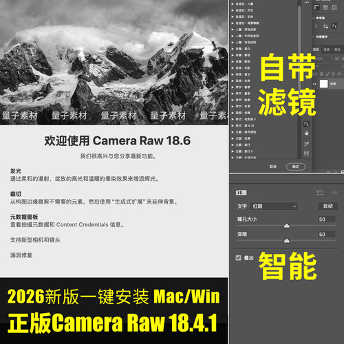 Camera Raw 14.0/14.5/18.6正版增效工具2026新版raw转档调色插件