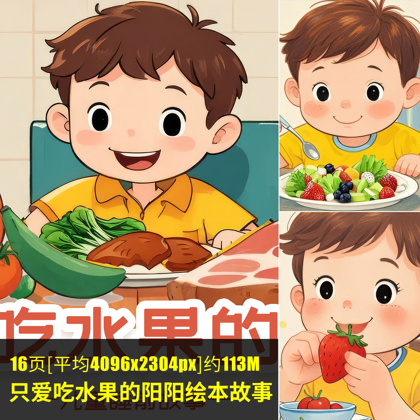 只爱吃水果的阳阳绘本故事儿童绘本PDF电子版幼儿园早教阅读JPG图