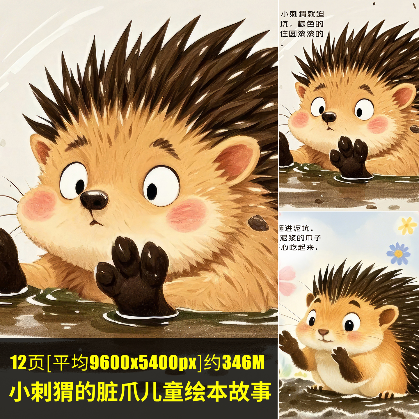小刺猬的脏爪儿童绘本故事儿童绘本PDF电子版幼儿园早教阅读JPG图