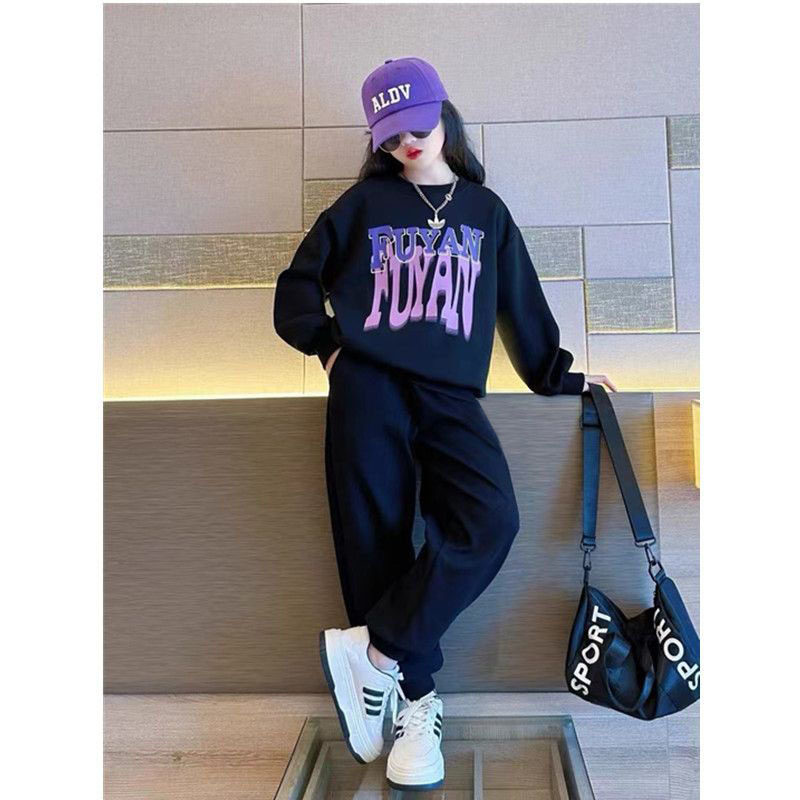 品牌专柜女童卫衣套装春秋季新款时髦纯棉运动洋气女大童冬装女孩