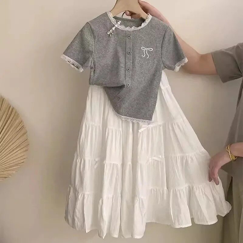 专柜正品女童短袖半身裙两件套