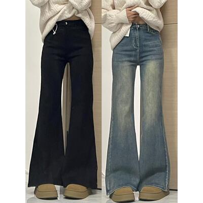 覆古蓝微喇牛仔裤女秋冬