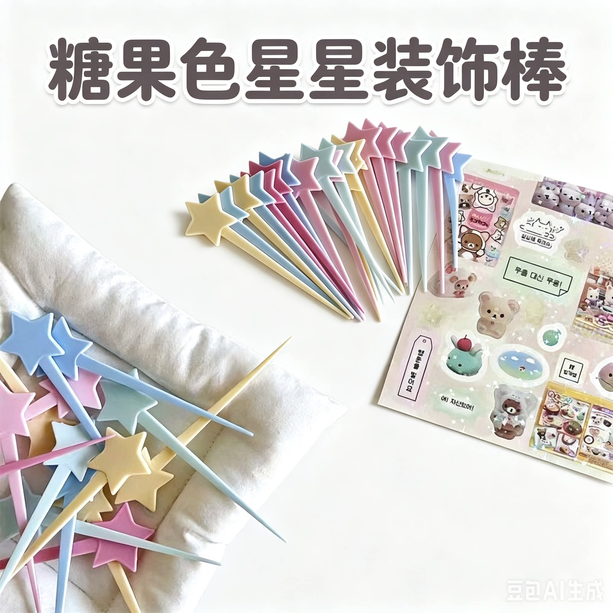 小红书ins马卡龙星星棒打包可爱配件填充物Diy应援手账装饰材料包图片