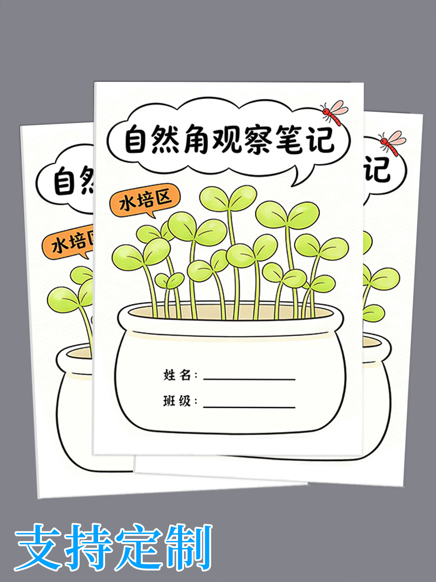 水培区自然角观察笔记本幼儿园小学生植物生长记录册科学探究记录本绿植培育日记水培植物观察表打卡本手册