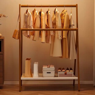 博仕奥床头衣帽架落地小楠竹小实木卧室搭衣裤收纳北欧挂衣架家用