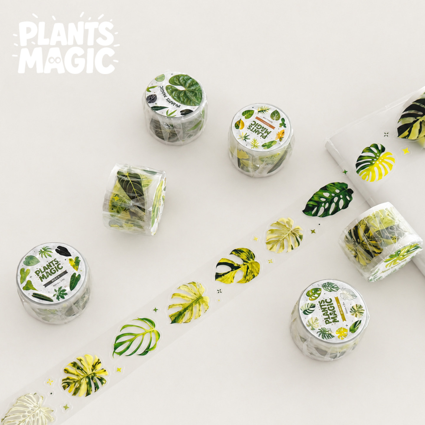 植物魔法原创热带植物图鉴系列插画设计手帐拼贴切膜胶带贴纸装饰