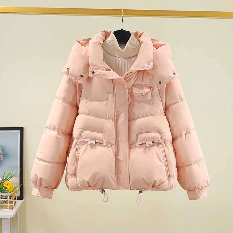 秋冬短款连帽宽松棉服棉衣女大码