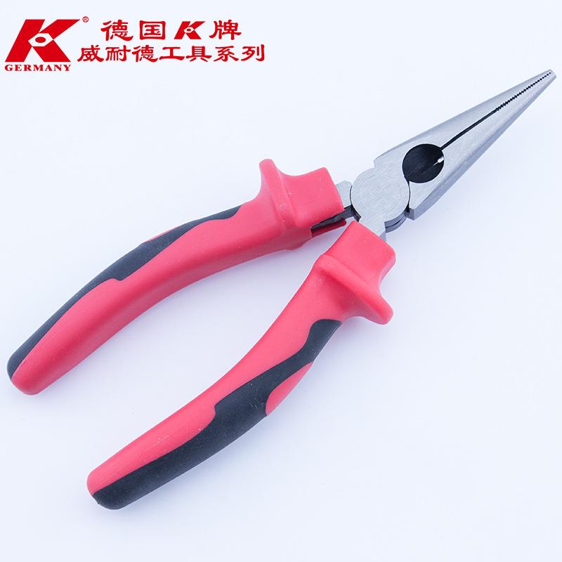 德国K牌尖嘴钳工业级尖嘴钳防滑手柄6寸尖头钳尖咀钳子针嘴钳