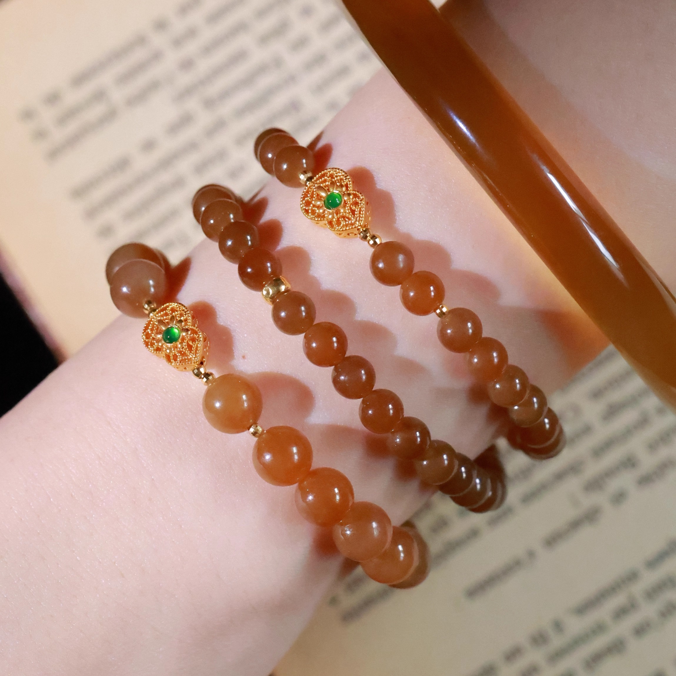 SUMOJEWEL《焦糖拿铁》新中式老钱风典雅贵气福禄糖玉手串