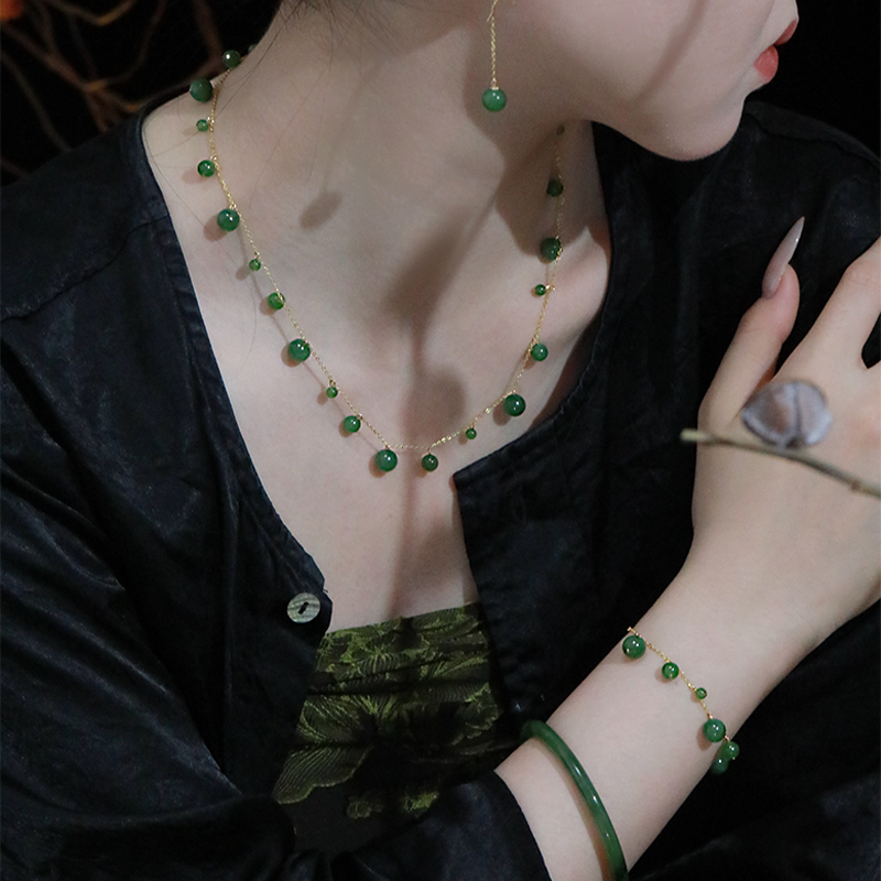 SUMOJEWEL『春华秋实』新中式淡雅清新俄料碧玉项链手链高级叠戴