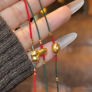 SUMOJEWEL《小马屁》新中式本命年喜庆金马红绳转运编织手链女