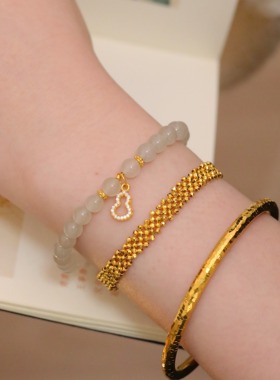 SUMOJEWEL《晴水载葫》新中式文艺清新小众和田玉葫芦元素手串