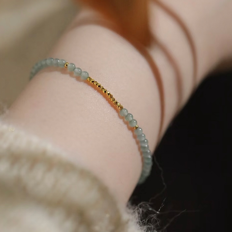 SUMOJEWEL【晴山月白】新中式国风蓝水翡翠清冷蓝色足金手链女