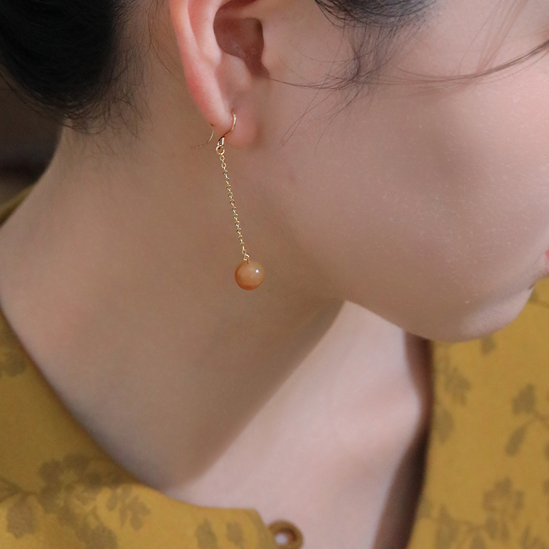 SUMOJEWEL【硕果】新中式温柔慵懒风糖玉和田玉耳坠显白百搭耳环