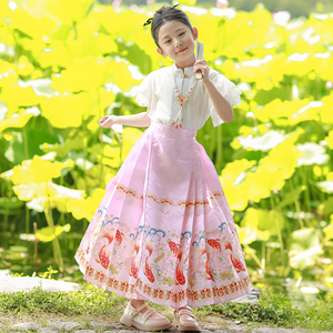 儿童马面裙【锦鲤】套装女童汉服古风夏季2023年新款中国风古装服
