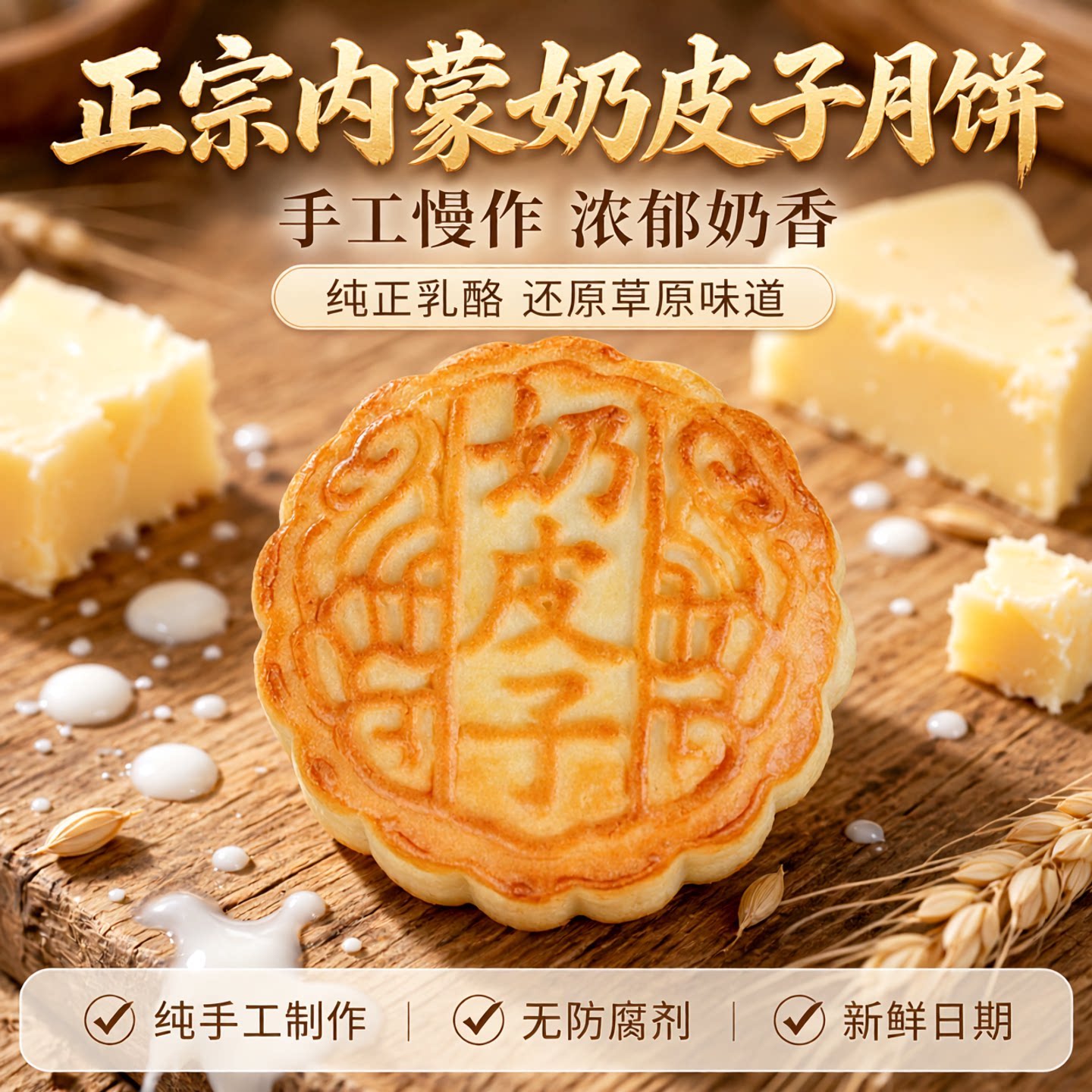 内蒙古特产奶皮子奶豆腐月饼乳酪奶酪酸奶传统手工月饼中式小糕点