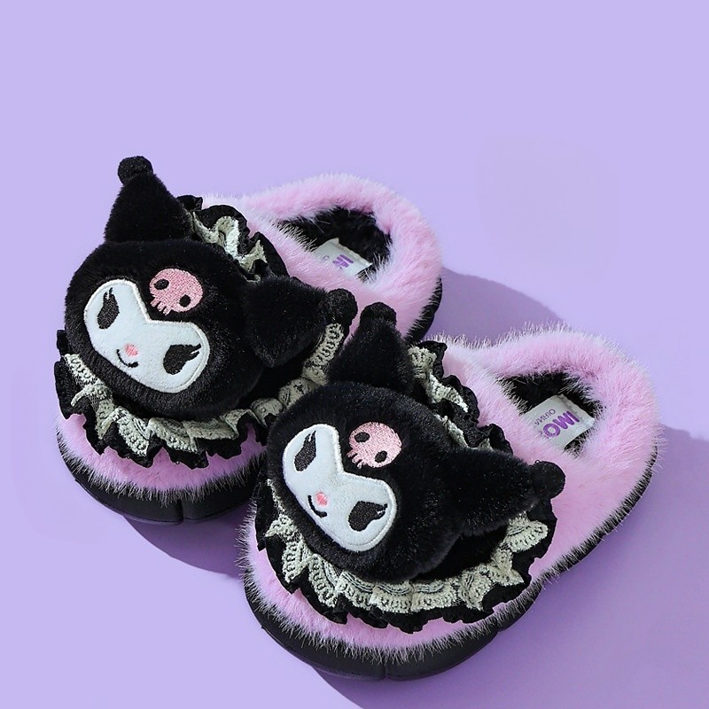 库洛米加绒保暖防滑棉拖鞋