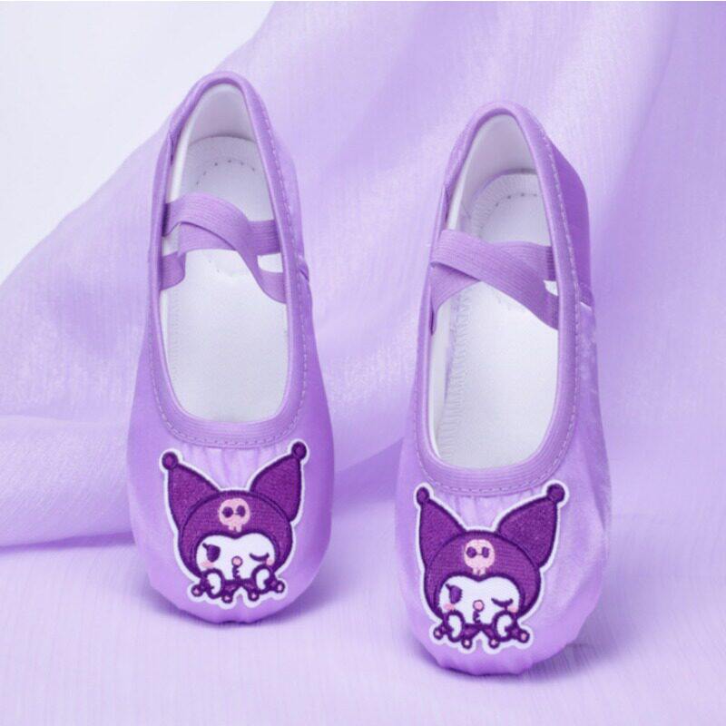 卡通儿童舞蹈鞋可爱缎面紫芭蕾跳舞女孩幼儿园小学生库洛米跳舞鞋