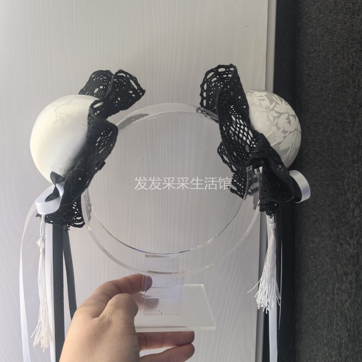 黑白色洛丽塔发包中华娘头饰女