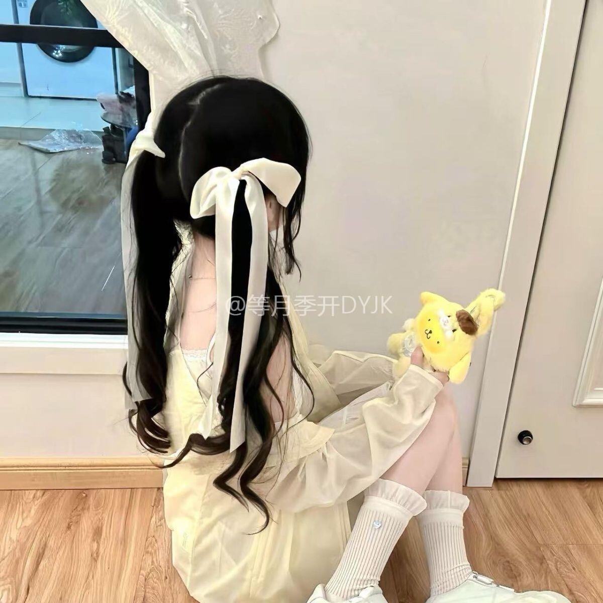 可爱风蝴蝶结发夹长款缎带头饰