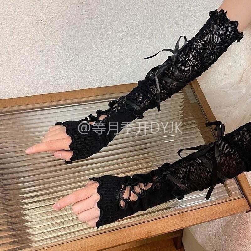 lolita蕾丝长款手臂套防晒袖套