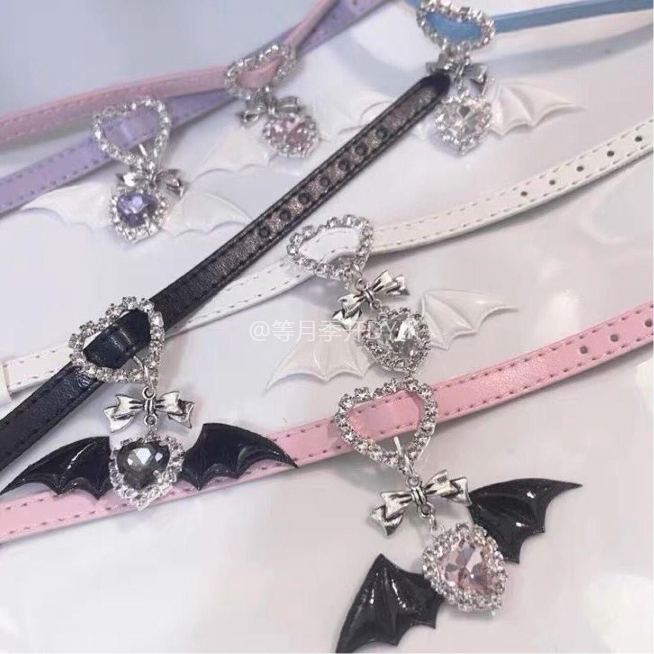 Lolita皮质爱心翅膀蝴蝶结手环