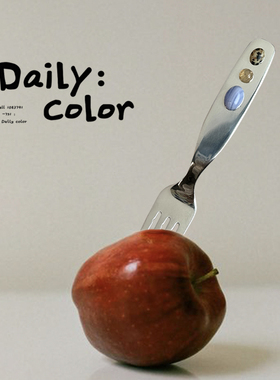 Daily Color 汽水泡泡糖玉石叉勺304不锈钢甜品勺宝宝餐具两件套