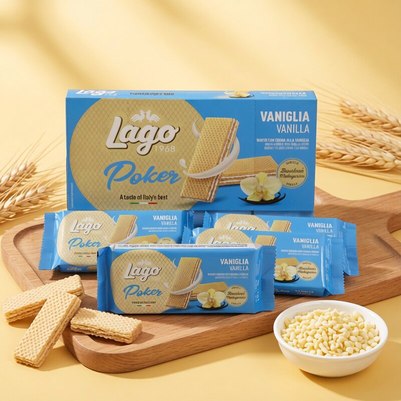 意大利进口Lago爱利地香草味威化饼干180克/盒装休闲零食