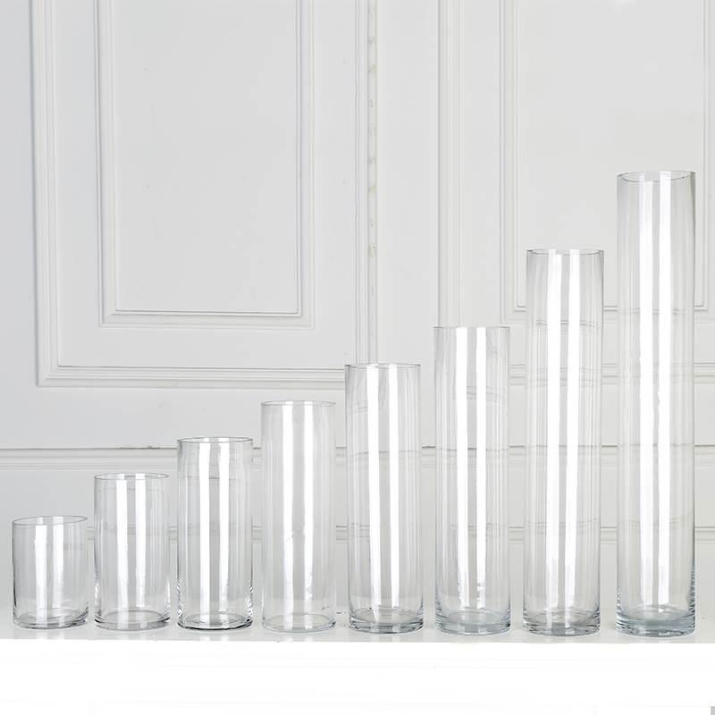 落地直筒水培富贵竹透明玻璃花瓶鱼缸婚庆路引插花圆柱形圆筒