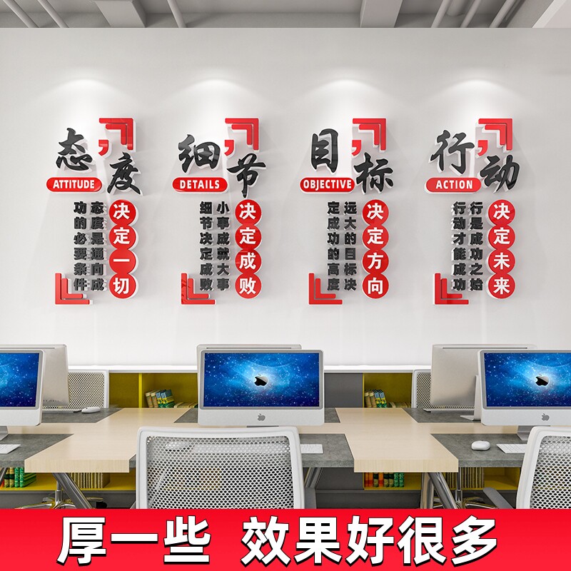 态度细节目标行动公司办公室墙面装饰布置励志标语文化墙贴会议室