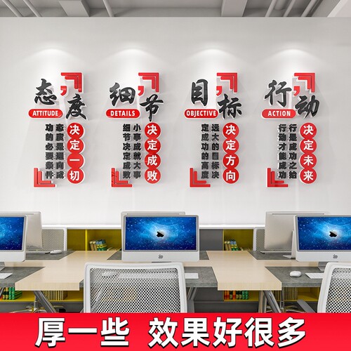 态度细节目标行动公司办公室墙面装饰布置励志标语文化墙贴会议室