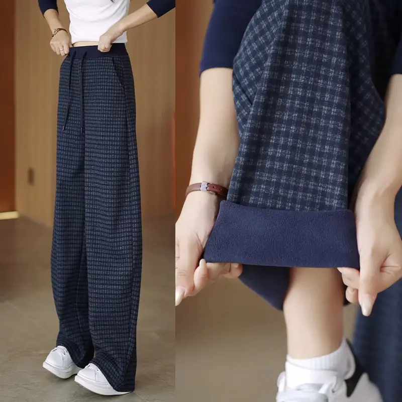 慧萱服装加绒加厚休闲阔腿裤