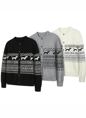 NewDecay 25FW 腊肠狗费尔岛纽扣开衫休闲宽松慵懒感针织毛衣男女