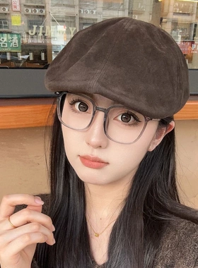 小醒家咖棕色麂皮绒前进帽