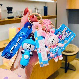可爱小蓝同学和他 正版 朋友公仔钥匙扣链汽车书包挂件创意小饰品