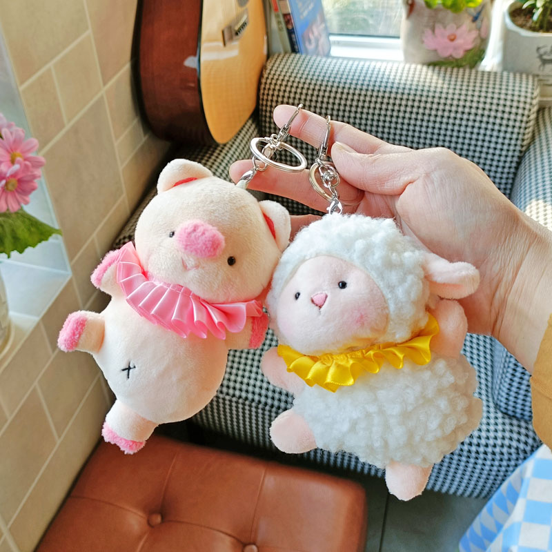 可爱卡通芭蕾舞小羊兔子狐狸毛绒公仔玩偶车钥匙扣书包挂件挂饰女
