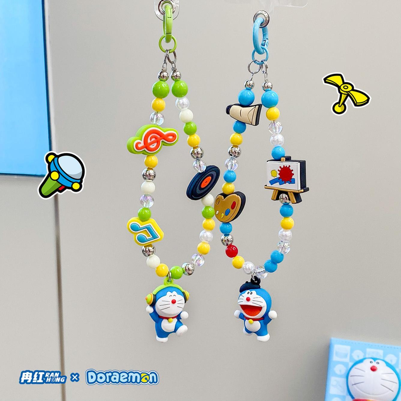 正版哆啦A梦萌趣卡通公仔串珠手机链动漫周边创意儿童书包挂件